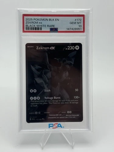 PSA 10 Zekrom ex 172/086 Sv: Black Bolt Holo Graded Pokemon Card