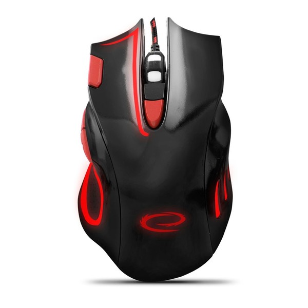 Esperanza Hawk Gaming Maus 7D Optisch Usb MX401 Schwarz Rot 2400 Dpi Doppelklick-image
