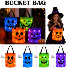 LED Halloween Party Favor Candy Bucket Glow Trick or Treat Bag Buckets Holiday