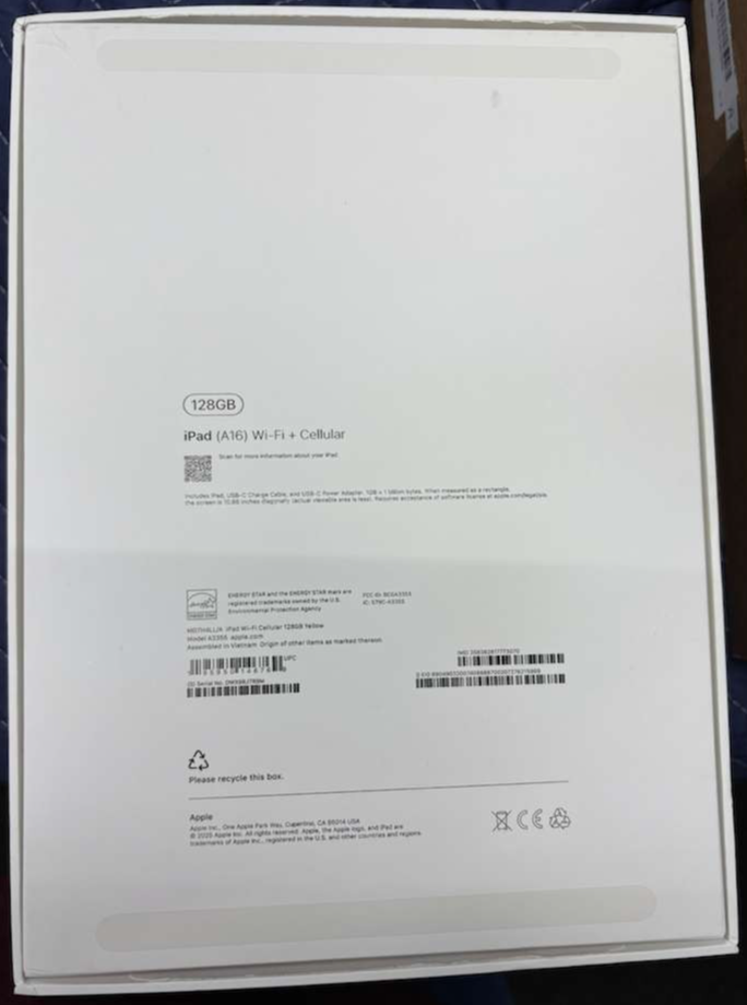 Original Apple iPad 11th Gen (A16) – 128GB – Wi-Fi + Cellular