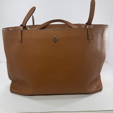 Tory Burch Large Brown Tote Bag Zip Closure Gold Hardware w/ Pouch, Pockets