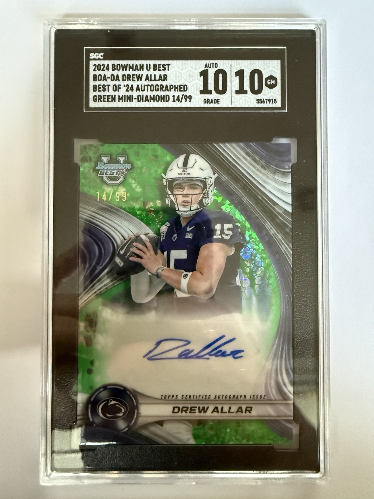 Drew Allar 2024 Bowman's Best U - Green Mini Diamond Refractor /99 #BOA-DA POP 2