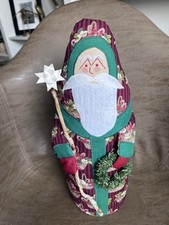 Vintage Handmade Fabric Primitive Santa Doll Pillow Christmas Decor 14