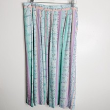 Alfred Dunner Vintage Pastel Pleated Midi Skirt 18W 90s Striped Abstract Retro