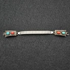 Vintage Native Sterling Turquoise Coral Watch Band Sined E. Tom