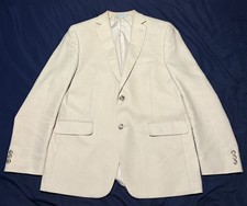Men's Beige Double-Vented Two-Button Single-Breasted Notch Lapel Blazer
