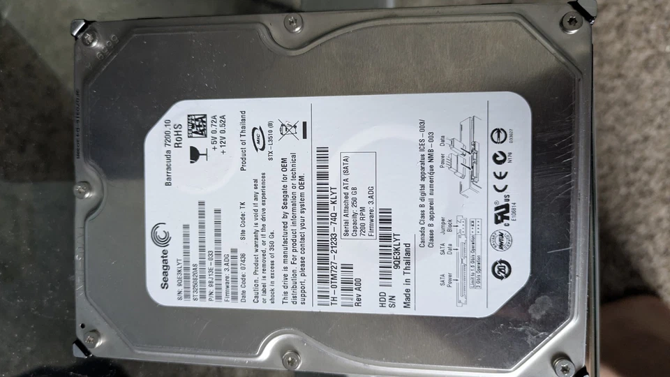 Seagate ST3250820AS, 98J13E-033, F/W: 3.ADG, WU, 07306, SATA HDD 250GB 7200RPM - Image 4 of 4