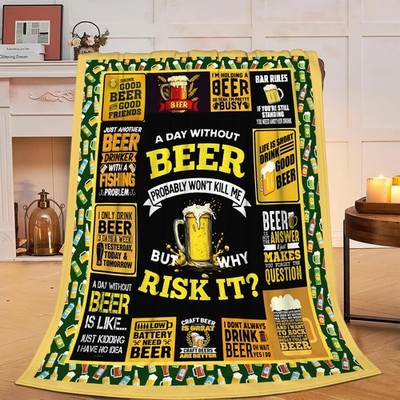 Beer Blanket Wheat Flannel Plush Throw Brew Decor Fleece Stuff 40x50