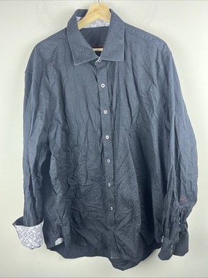 Robert Graham Men s 3XL Black Paisley Flip Cuff Long Sleeve Button Shirt