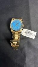 Michael Kors Womens MK-5894 Turquoise Dial Analog Gold Blue Formal Wristwatch 