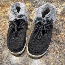 Hey Dude Women's Britt Total Black Fur Lined Casual Shoes Bootie US Size 10