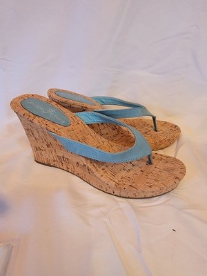 Fashion Focus Teo Colored wedge Summer Getaway Sandal flipflop Size 9 Women's