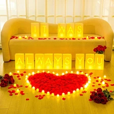 6086 Pcs It was Always You Light up Letters with LED Flameless Tealight Candle R