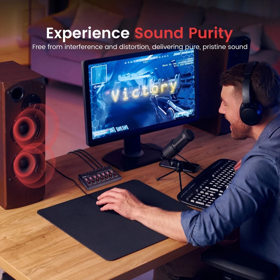 Pyle 6-Channel Wireless BT Line Mixer w/ USB Audio Interface & Flexible Control - Image 4 of 4