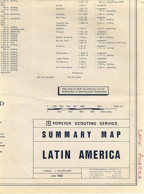 Latin American 1982 Foreign Scouting Service OIL Summary Map Wildcats