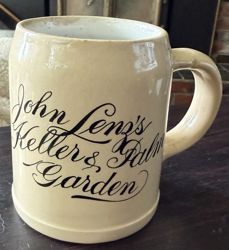 John Lenz’s Keller & Palm Garden Pre Pro Mettlach Mug Menasha Wisconsin