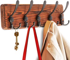 Coat Hanger Wall Mount Wooden Hat Rack for Wall Hooks, Pine Real Wood Plank16.9