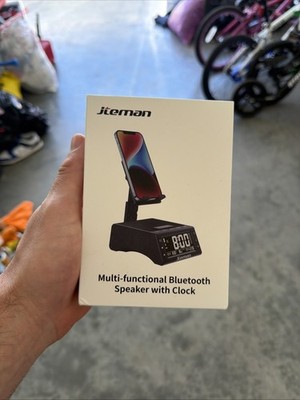 JTEMAN Phone Stand with Bluetooth Speaker & Subwoofer Hands Free Audio New