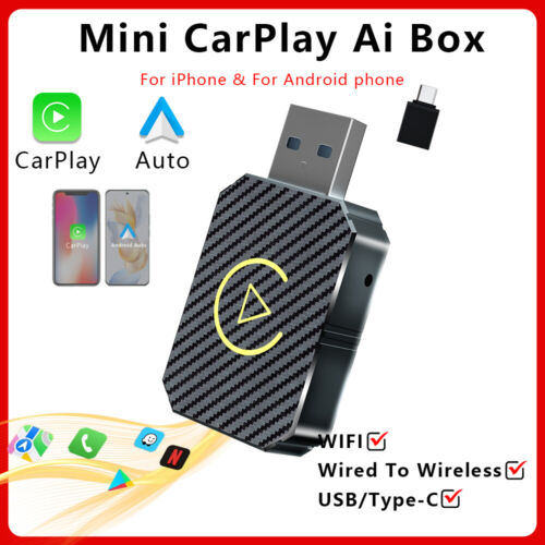 2in1 Wired to Wireless Carplay Adapter Android Auto Connect Box Apple USB Dongle - Picture 10 of 10