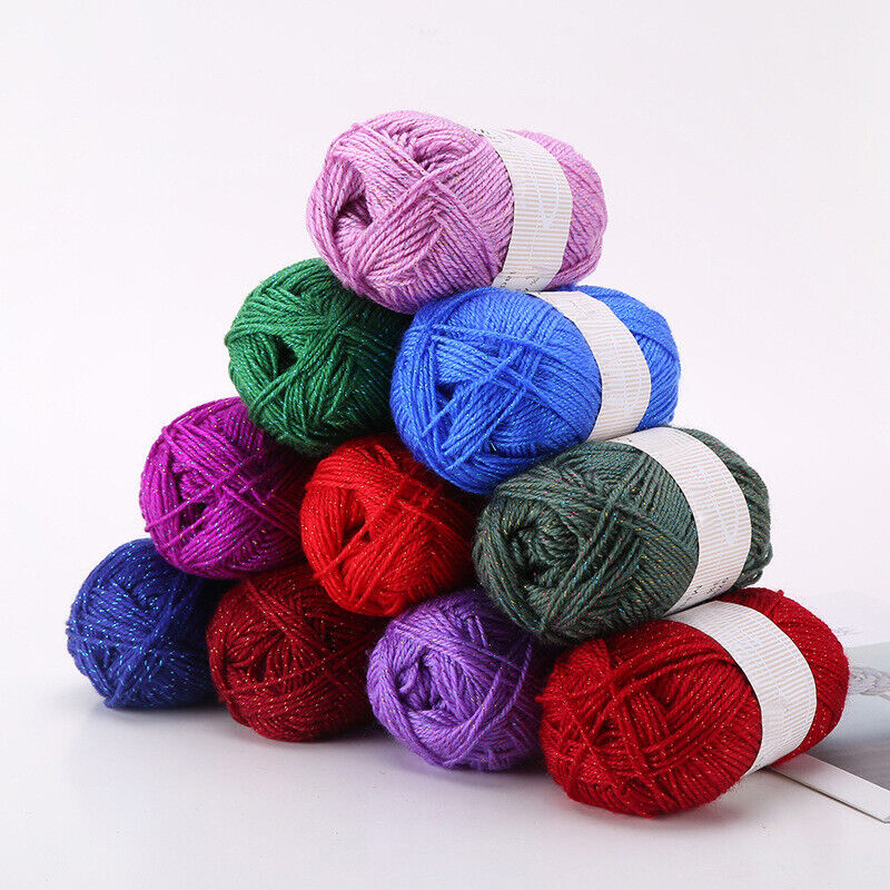 Knitting Yarn with Glitter Metallic Crochet Cotton Yarn Thread DIY Scarf  Blanket