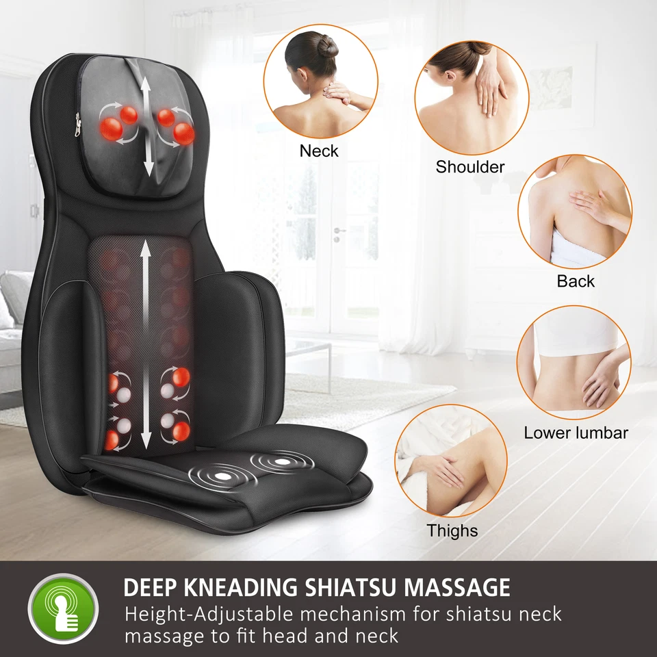 Massageador de corpo inteiro Snailax com compressa de ar quente cadeira de massagem shiatsu amassada - Imagem 3 de 4