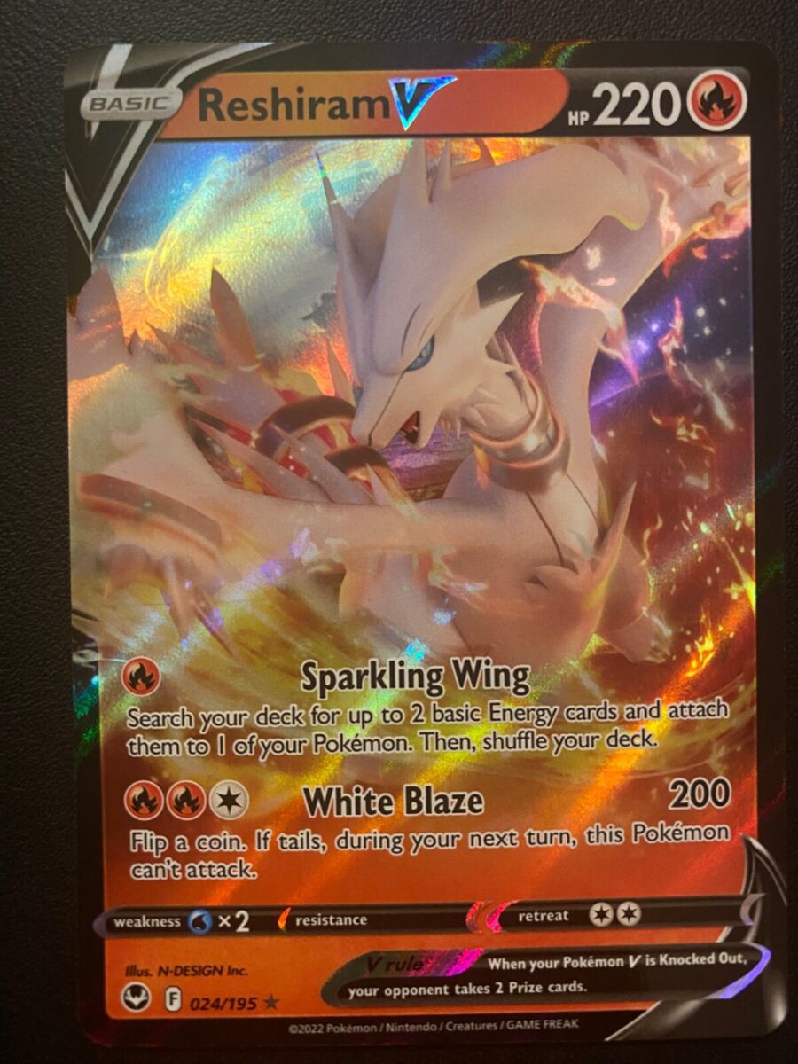  Reshiram V 24/195- Silver Tempest - Pokemon Ultra Rare Card -  Holo Foil : Toys & Games