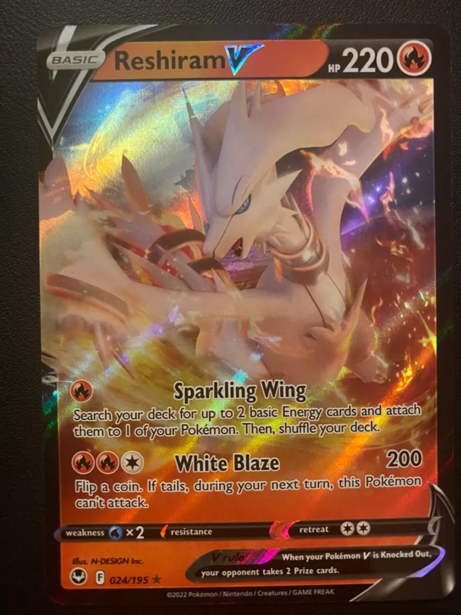 POKEMON TCG RESHIRAM V 24/195 SILVER TEMPEST ULTRA RARE!!