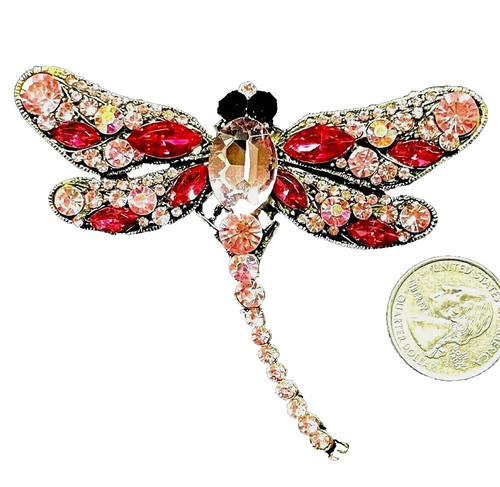 Flamboyant Figural Kenneth Lane Vintage Rhinestone Embedded Dragonfly Brooch
