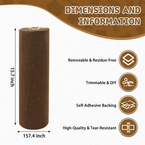 Climbing Cat Scratcher Mat Trimmable Cat Scratching Post Carpet 157.4’’x15.8’’ - Picture 2 of 6