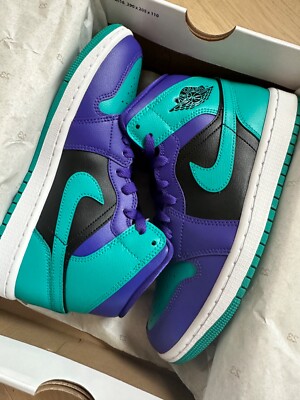 NIB Air Jordan 1 Mid “Black Grape” Concord Emerald BQ6472-502