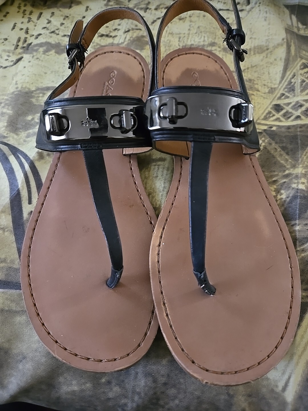 COACH Gracie T-Strap Thong Sandal Black Size 7