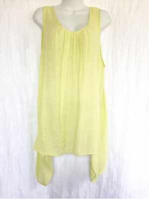 spense 1X Neon Green sleeveless Summer Beach Coastal  Chiffon Cool Blouse