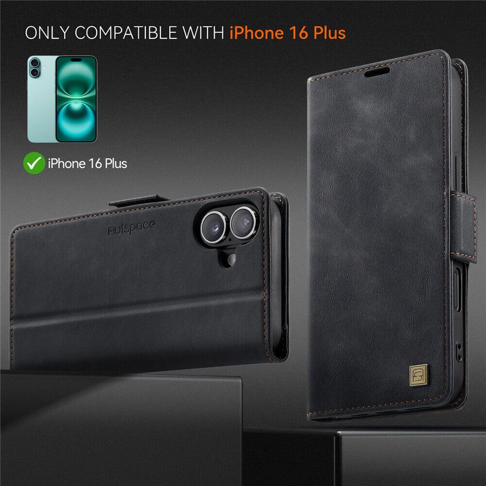 Flip Leather Magnetic Wallet Stand Phone Case For iPhone 16 15 14 13 12 Pro Max - Image 4 of 4