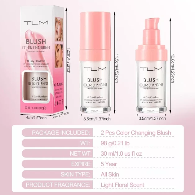 2Pcs TLM Blush Colour Changing, All Day Flawless Color Changing Blush,TLM Temper - Image 4 of 4