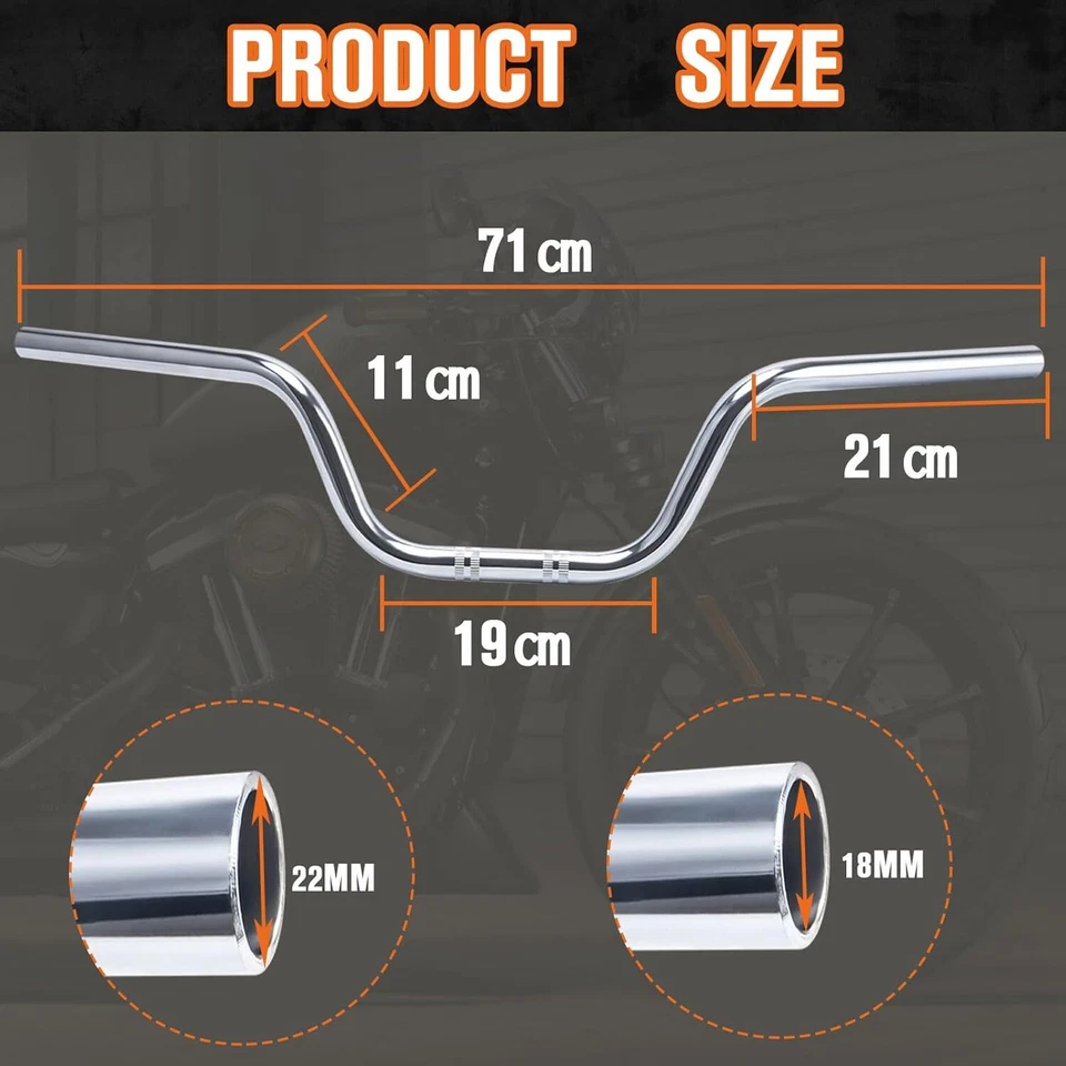 For Ducati Monster 696 2008-2014 Motorcycle 7/8" Handlebars Tracker Drag Bars - Image 2 of 4