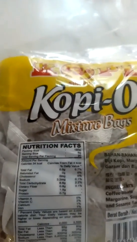 Malaysia Black Coffee Kopi O Cap Kopi 434 100 sachets x 9g HALAL