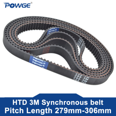 POWGE HTD 3M Timing belt Pitch Length 279/282/285/288/291/294/297/300/303/306mm