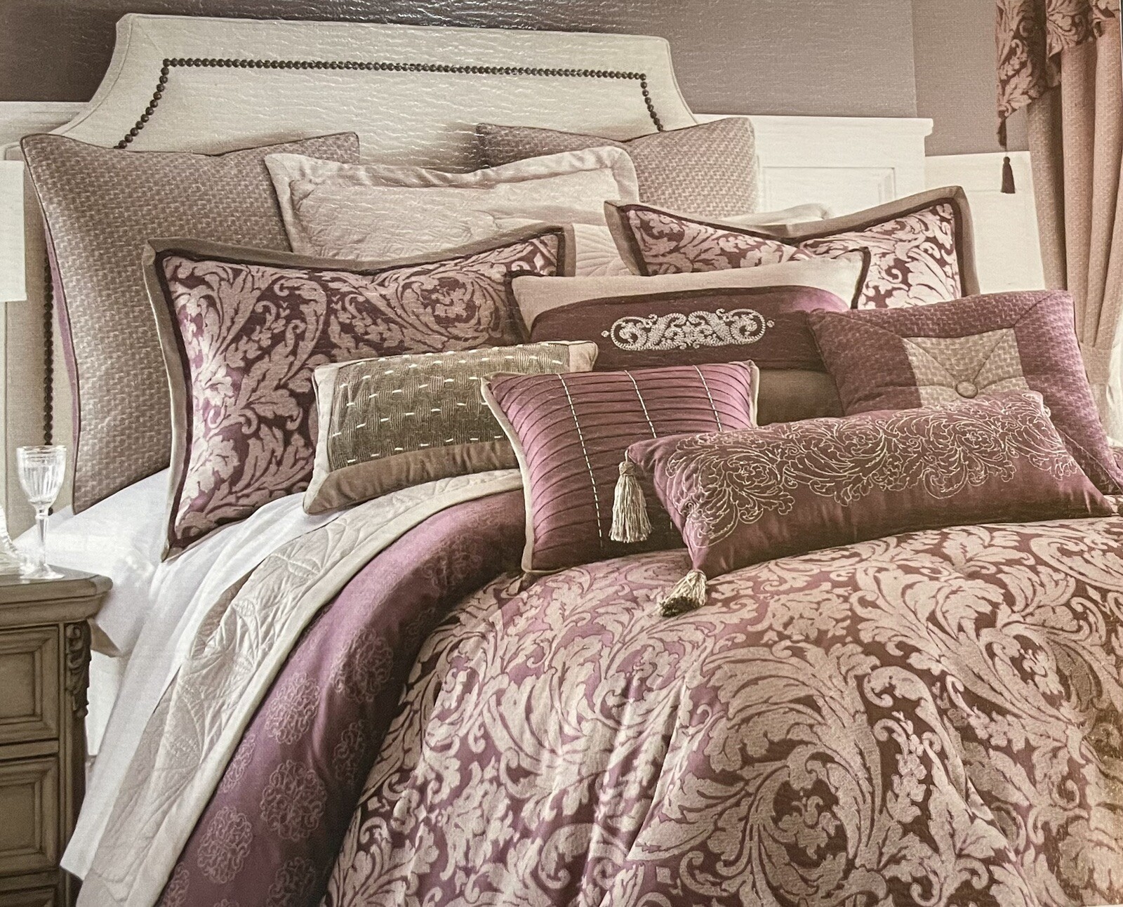 Waterford Bed Linens Euro European Pillow Sham “Carran” 26x26 Taupe NEW