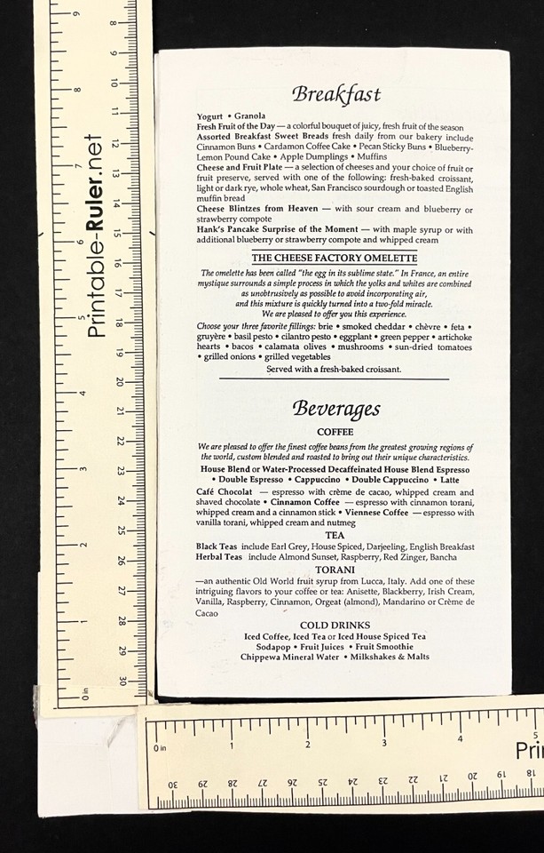 1990s Cheesecake Factory International Menu Wisconsin Dells VTG Travel