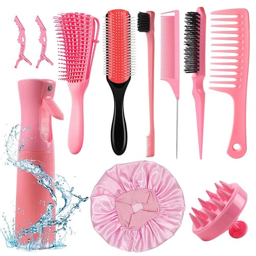 11 pcs Hair Brush Set,Detangling Brush Set for Curly Hair with Hair Spray Bottle