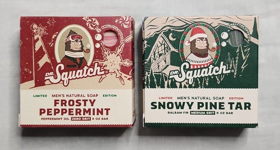 LIMITED EDITION Dr Squatch Frosty Peppermint Christmas Candy Cane Soap Xmas