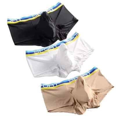 3Pack Men's Underwear Graphene Underpants Ice Silk Boxer Shorts U Pouch Convex