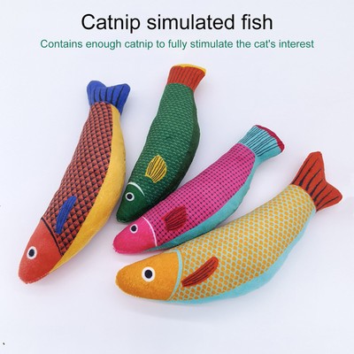 2xCat Chew Toy Fish Crinkle Sound Catnip Filled Kitten Animal Toy Soft Plush Toy