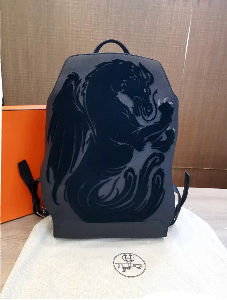 Hermes Cityback Chimères Dragon Backpack in tufts Togo calfskin