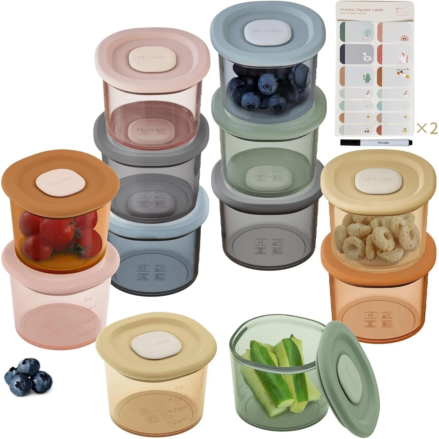 Moonkie Silicone Baby Food Containers 4 oz Storage Jars Lids 12pk Reusable
Opens in a new window or