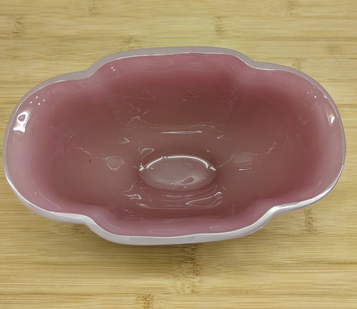 WOW! Vintage (maybe Antique) Pink PEKING GLASS Lobe Shaped Bowl Soft Pink White - Picture 8 of 19