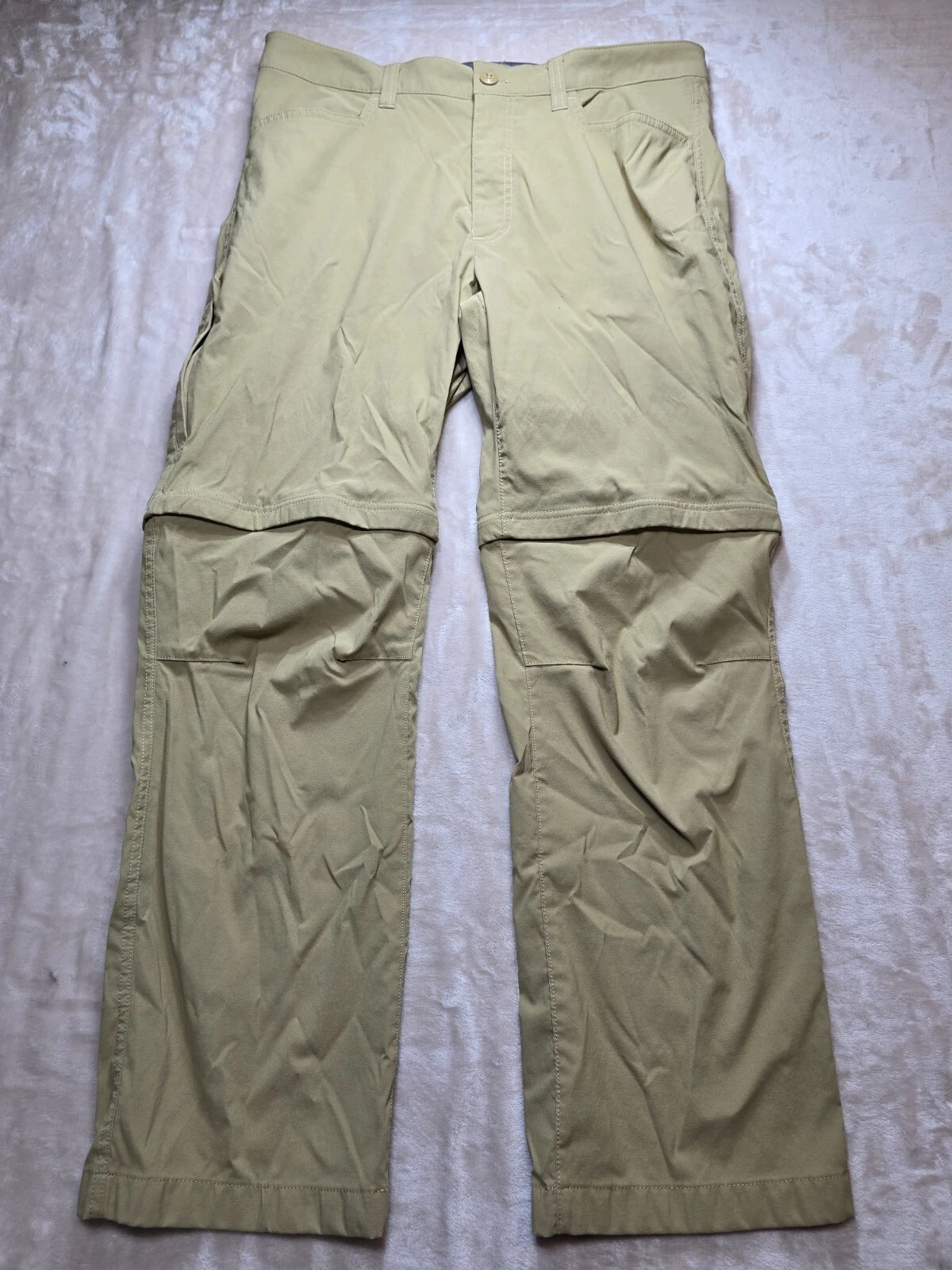 Eddie Bauer Pants Men 36x30 Beige Convertible Zip Off Nylon Hike Outdoor Casual