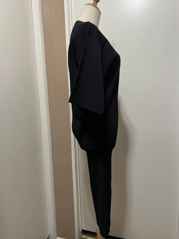 Vestido midi STELLA MCCARTNEY preto malha com nervuras zíper detalhe frontal tamanho 40 2 EUA - Imagem 4 de 4