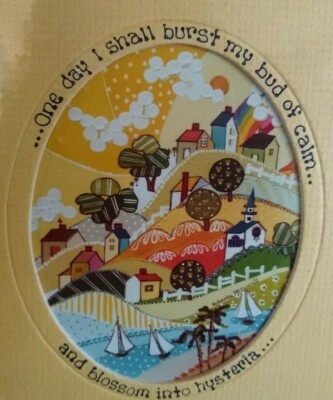 Vtg Roberta McDowell Art Print Matted Boho Patchwork Brea California Sailboats