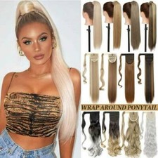  Ponytail Pony Tail Hair Extension straight party  wavy as human hair heat free